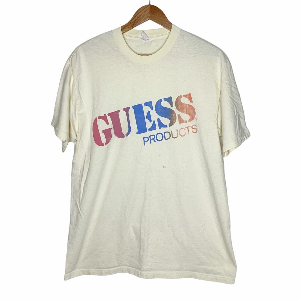 Vintage Guess Ombre Cream Graphic T-Shirt Tee Shirt